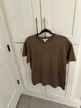 Athleta True Cotton Brown Short Sleeve Crew Tee Size Large